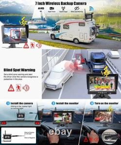 7 Monitor Wireless Dual Rear View Backup Camera BSD System for Truck RV Trailer
