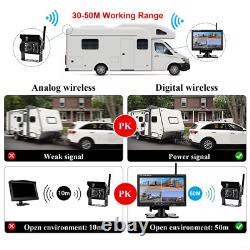7 Monitor Wireless Dual Rear View Backup Camera BSD System for Truck RV Trailer