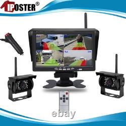 7 Monitor Wireless Dual Rear View Backup Camera BSD System for Truck RV Trailer
