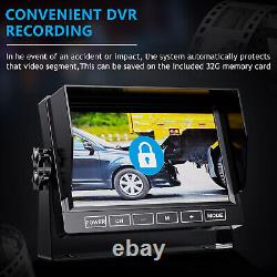 7 QUAD Monitor DVR 4 1080P Backup Camera For Truck Trailer Bus RV Rear View