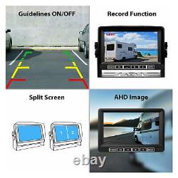 7 QUAD Monitor DVR 4 1080P Backup Camera For Truck Trailer Bus RV Rear View