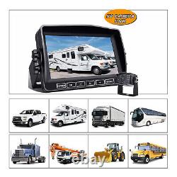 7 QUAD Monitor DVR 4 1080P Backup Camera For Truck Trailer Bus RV Rear View