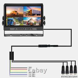 7 QUAD Monitor DVR 4 1080P Backup Camera For Truck Trailer Bus RV Rear View