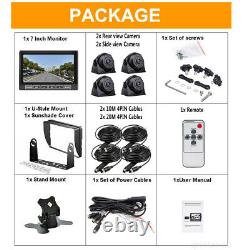 7 QUAD Monitor DVR 4 1080P Backup Camera For Truck Trailer Bus RV Rear View