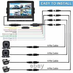 7 Quad DVR Monitor Rear Side View Backup Camera 1080P Reverse For RV Bus Truck
