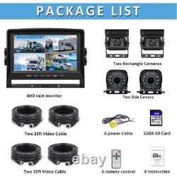7 Quad DVR Monitor Rear Side View Backup Camera 1080P Reverse For RV Bus Truck