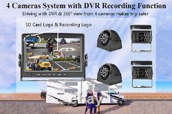 7'' Quad DVR Record Monitor Backup Rear Side View Camera Kit for Truck Trailer
