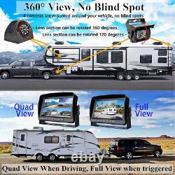 7'' Quad DVR Record Monitor Backup Rear Side View Camera Kit for Truck Trailer