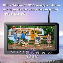 7 Quad Digital Wireless DVR Monitor Magnetic Backup Camera Rear View System Kit