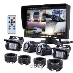 7 Quad Monitor 360 4PIN Front Side Rear View Backup Camera For Truck Caravan RV