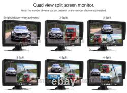 7 Quad Monitor 360 4PIN Front Side Rear View Backup Camera For Truck Caravan RV