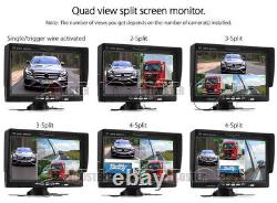 7 Quad Monitor 360 4PIN Front Side Rear View Backup Camera For Truck Caravan RV