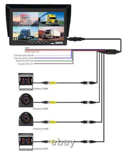 7 Quad Monitor+4X Side Backup Rear View Camera System Night Vision For RV Truck