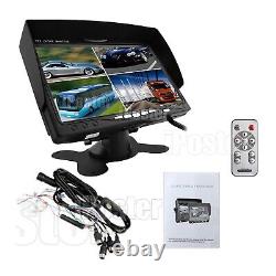 7 Quad Monitor 4 PIN Front Side Rear View Backup Camera 2x 5m 2x 10m For Truck