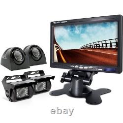 7 Quad Monitor 4 PIN Front Side Rear View Backup Camera 2x 5m 2x 10m For Truck