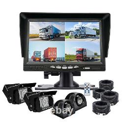 7 Quad Monitor 4x 4pin backup camera For Truck RV Caravan 360 Rear view Reverse