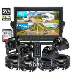 7 Quad Monitor DVR 4 Dash Cam Rear View Backup Camera for Truck Semi Trailer RV