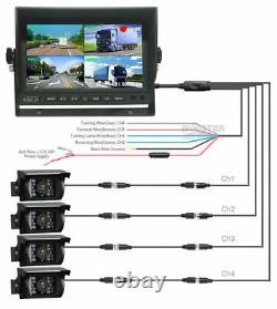 7 Quad Monitor DVR 4 Dash Cam Rear View Backup Camera for Truck Semi Trailer RV