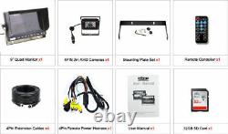 7 Quad Monitor DVR 4 Dash Cam Rear View Backup Camera for Truck Semi Trailer RV