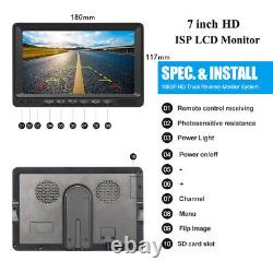 7 Quad Monitor DVR 4 Rear View Backup Camera For Truck RV Reverse Drive Record