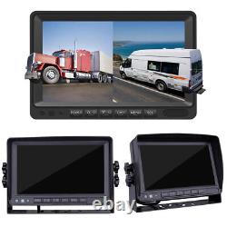 7 Quad Monitor DVR 4 Rear View Backup Camera For Truck RV Reverse Drive Record