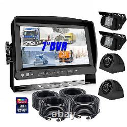 7 Quad Monitor DVR 4 Rear View Backup Camera System For Semi Box Truck RV