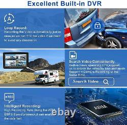 7 Quad Monitor DVR 4x 4PIN AHD Front Side Rear View Backup Cameras For Truck rv