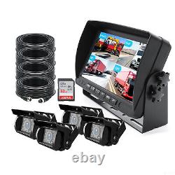 7 Quad Monitor DVR Recorder 4x Rear View Backup Camera 32GB For Truck Motorhome