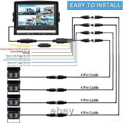 7 Quad Monitor DVR Recorder 4x Rear View Backup Camera 32GB For Truck Motorhome