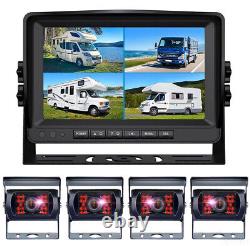 7 Quad Monitor DVR Recorder 4x Rear View Backup Camera 32GB For Truck Motorhome
