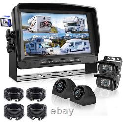 7 Quad Monitor DVR Recorder 4x Side Rear View Backup Camera For Truck Caravan