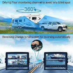 7 Quad Monitor DVR Recorder 4x Side Rear View Backup Camera For Truck Caravan