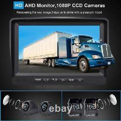 7 Quad Monitor DVR Recorder 4x Side Rear View Backup Camera For Truck Caravan