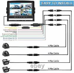 7 Quad Monitor DVR Recorder 4x Side Rear View Backup Camera For Truck Caravan