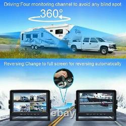 7 Quad Monitor DVR Recorder Side/Rear View Backup Camera4 for Truck Trailer RV