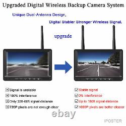 7'' Quad Monitor Digital Wireless IR Rear View Backup Camera Reverse Cam System
