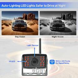 7'' Quad Monitor Digital Wireless IR Rear View Backup Camera Reverse Cam System