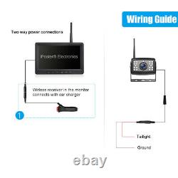 7'' Quad Monitor Digital Wireless IR Rear View Backup Camera Reverse Cam System