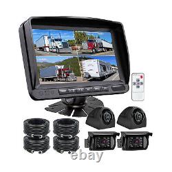 7 Quad Split Monitor DVR 4 Rear View Backup Camera System For Semi Truck Box RV