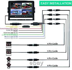 7''Quad Split Monitor DVR 4x 4PIN AHD 1080P Side Rear View Backup Camera Caravan