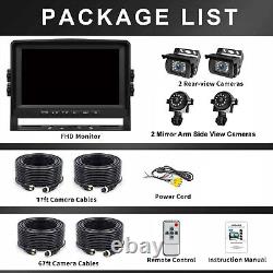 7''Quad Split Monitor DVR 4x 4PIN AHD 1080P Side Rear View Backup Camera Caravan