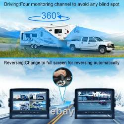 7 Quad Split Monitor DVR 4x Side Rear View Backup Camera with Bracket Truck Van