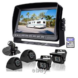 7 Quad Split Monitor DVR Front Side Rear View Backup Camera withBracket Truck Bus