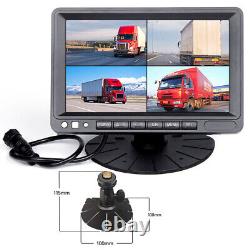 7 Quad Split Monitor DVR Front Side Rear View Backup Camera withBracket Truck Bus