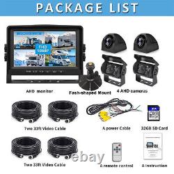 7 Quad Split Monitor DVR Front Side Rear View Backup Camera withBracket Truck Bus