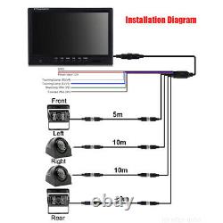 7'' Quad Split Monitor Rear Side View Backup Camera Parking For Rv Truck Bus Car