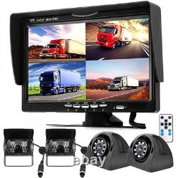7 Quad Split Monitor Screen+ 4x Rear View Backup CCD Camera System for Truck RV