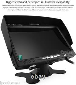 7 Quad Split Monitor Screen+ 4x Rear View Backup CCD Camera System for Truck RV