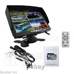 7 Quad Split Monitor Screen+ 4x Rear View Backup CCD Camera System for Truck RV