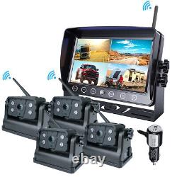 7 Quad Wireless Monitor DVR 4x Magnetic Rear View Backup Cameras Parking Kit